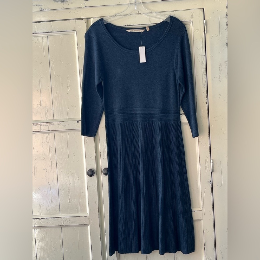 NWT Soft Surroundings Knit Dress, Navy Blue Size Small